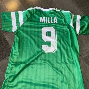 Cameroon #9 Roger Milla 1990 National Team Home Soccer throwback  jersey size L